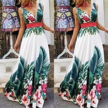 Load image into Gallery viewer, Lady Summer Holiday Floral Beach Boho Maxi V Neck Print Dress Evening Party Sundress