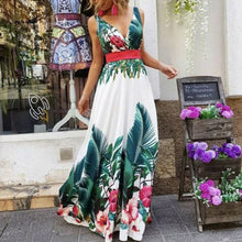 Load image into Gallery viewer, Lady Summer Holiday Floral Beach Boho Maxi V Neck Print Dress Evening Party Sundress
