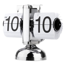 Load image into Gallery viewer, 2018  Small Scale Table Clock Desktop Retro Flip Clock Stainless Steel Flip Internal Gear Operated Quartz Clock