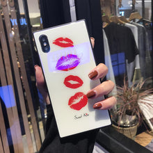 Load image into Gallery viewer, 2018 Luxury blue light Square Glass phone Case For iPhone