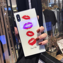 Load image into Gallery viewer, 2018 Luxury blue light Square Glass phone Case For iPhone