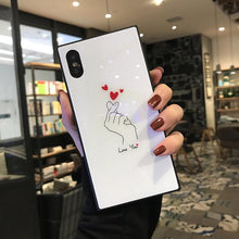 Load image into Gallery viewer, 2018 Luxury blue light Square Glass phone Case For iPhone