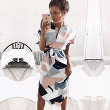 Load image into Gallery viewer, 2019 Hot Sale Women Midi Party Dresses Geometric Print Summer Boho Beach Dress