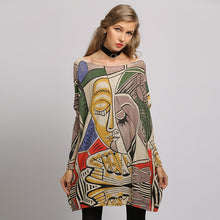 Load image into Gallery viewer, XIKOI Sweater Woman  Casual Oversize Long Batwing Sleeve O-Neck Knitted Fashion Pullovers Abstract Print Clothes