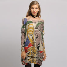 Load image into Gallery viewer, XIKOI Sweater Woman  Casual Oversize Long Batwing Sleeve O-Neck Knitted Fashion Pullovers Abstract Print Clothes
