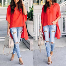 Load image into Gallery viewer, New Fashion Women Chic Elegant Sexy Soft Irregular V-Neck Blouses Half sleeve Plus  Pullover Shirts